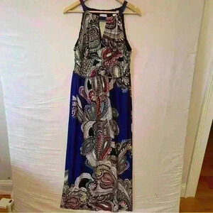 Emma & Michele Blue Paisley Halter Top Dress Size M